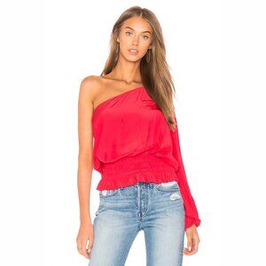 Ramy Brook Janey One Shoulder Top Bright Red Size Medium NEW NWT